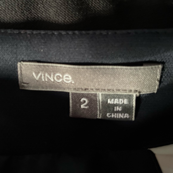 Vince pleated navy wool mini skirt w/black leather trim, size 2 - Picture 6 of 6